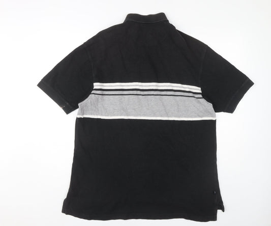 GAP Men's Black Striped Polo, Size L, Cotton, Casual