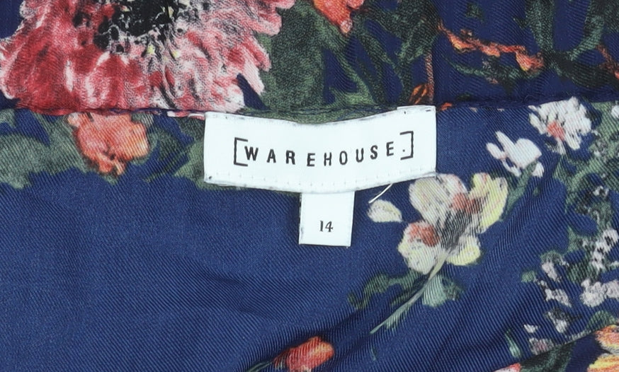 Womens UK Size 14 Warehouse Multicoloured Basic Blouse