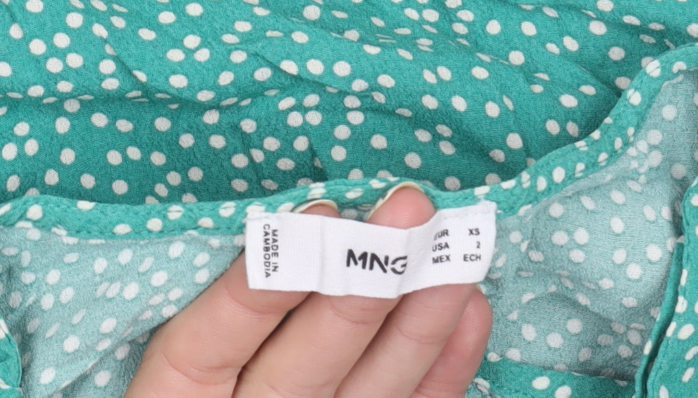 Womens UK Size XS MNG Green Blouse
