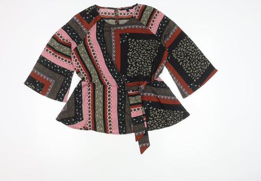 Womens UK Size S VERO MODA Multicoloured Wrap Blouse