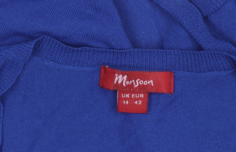 Womens UK Size 14 Monsoon Blue Cardigan Jumper