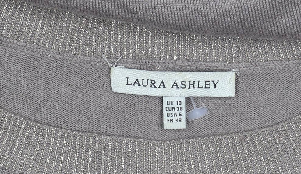 Laura Ashley Women's Grey Striped Pullover Jumper UK 10