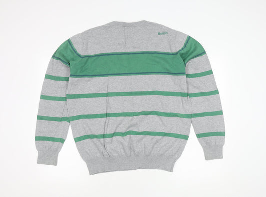 Bench Men's Grey striped Jumper Size XL