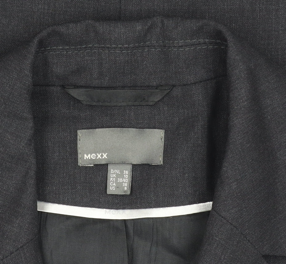 Brand and care label for Mexx Women's Black Blazer, size 10, Classic Lined