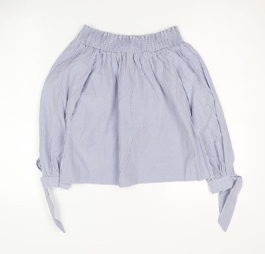 New Look Women's Blue Striped Off the Shoulder Blouse