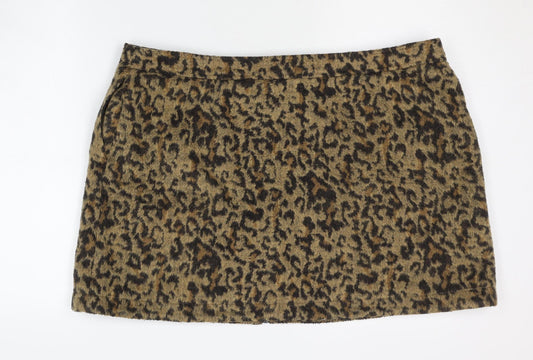 Next Women's Brown Animal Print Pencil Skirt - Size 20