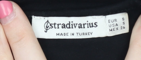 Stradivarius Black Sheer Sleeve Bodysuit Women S