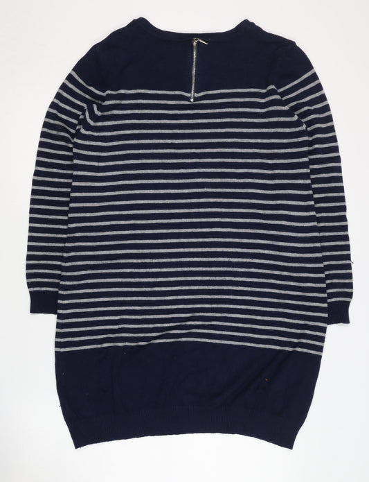Intuition Women's Blue Striped Pullover Jumper Size L