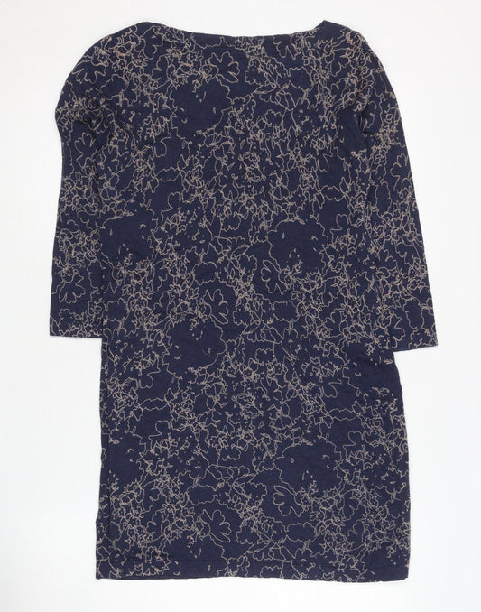 Next Women's Blue Floral Dress, Size 10, 3/4 Sleeve