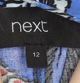 Next Women's Blue Floral High Neck Dress Size 12