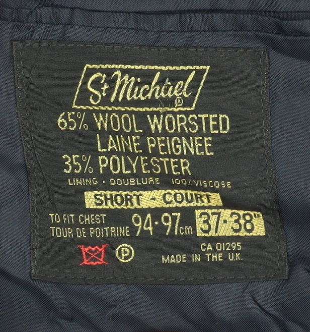 St Michael Men’s Blue Striped Blazer Jacket, Size 37–38