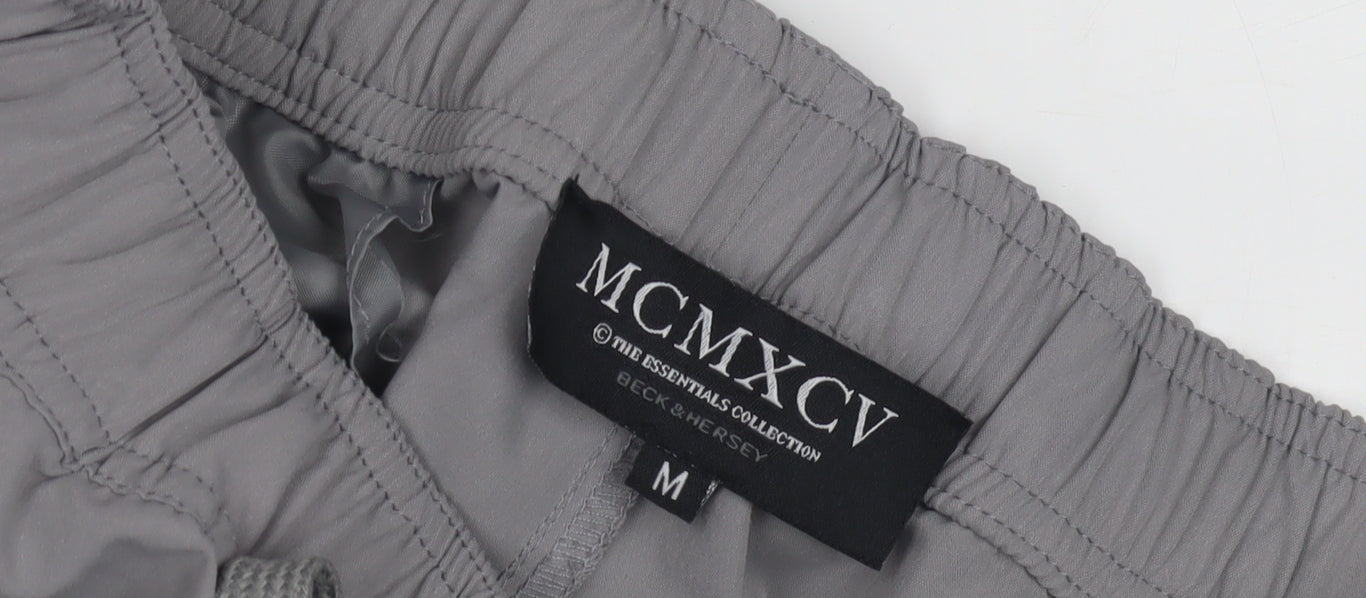 MCMXCV Women's Grey Cargo Trousers, M, Casual Elastic Waist