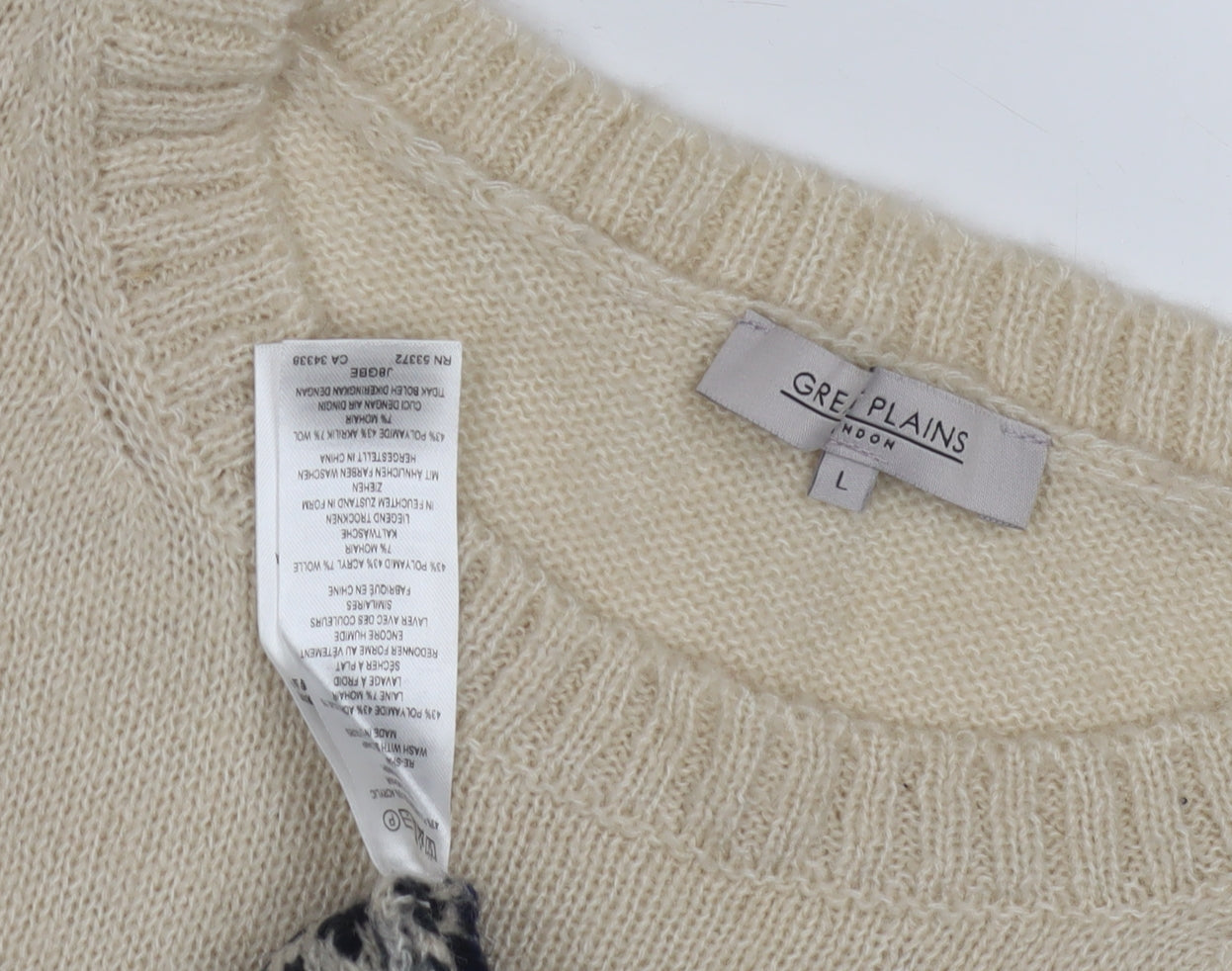 Womens UK Size L Great Plains Beige Pullover Jumper
