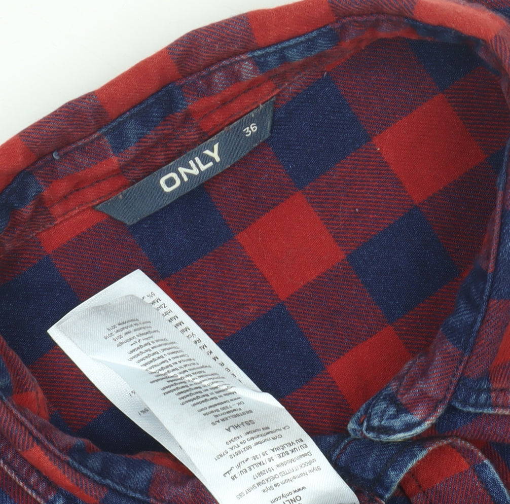 Womens UK Size 8 Only Red Basic Button-Up