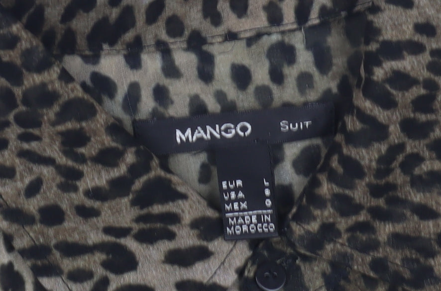 Womens UK Size 12 Mango Brown Basic Button-Up