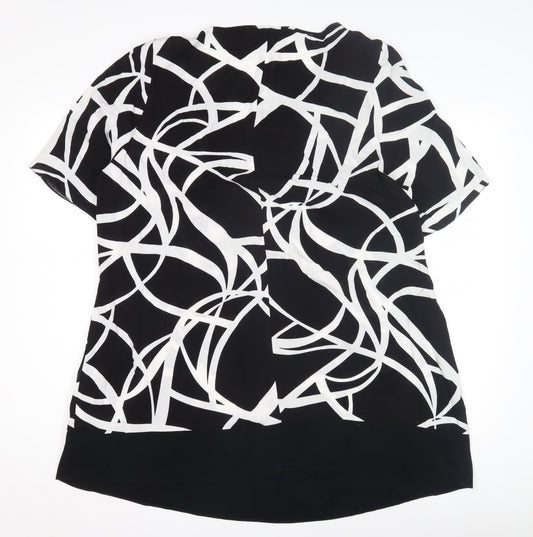 Evans Women's Black Geometric Blouse, Size 20, Henley Neck