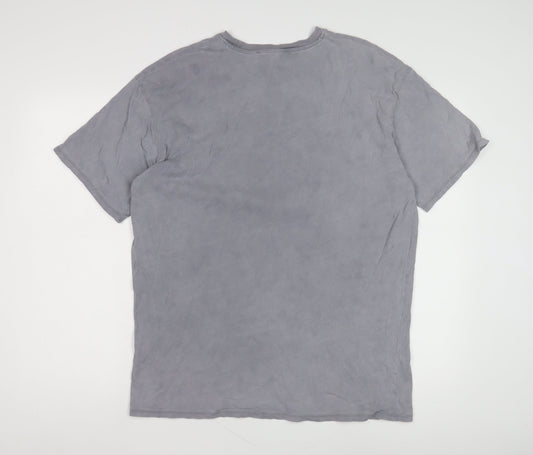 Bershka Women's Grey Cotton T-Shirt, Medium, Casual