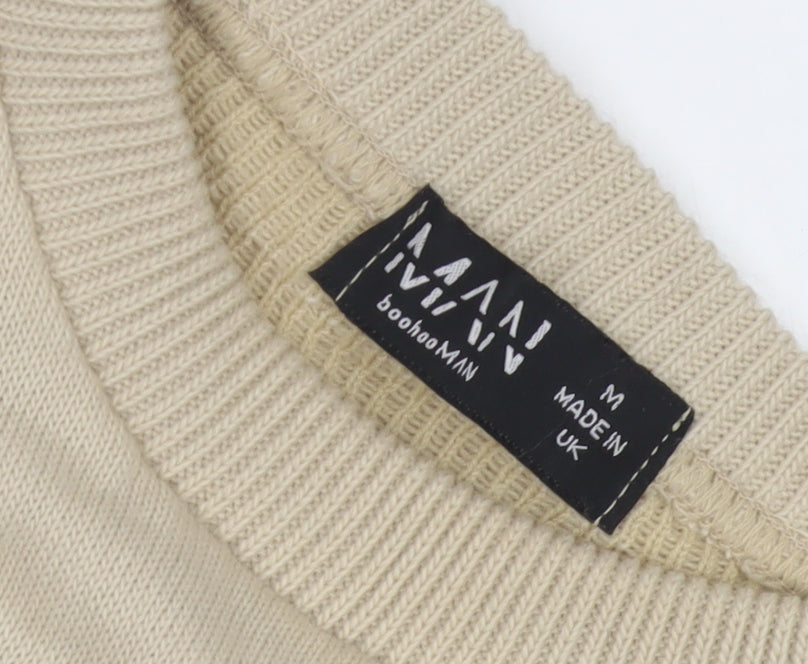boohooMAN Men's Beige M Pullover Jumper