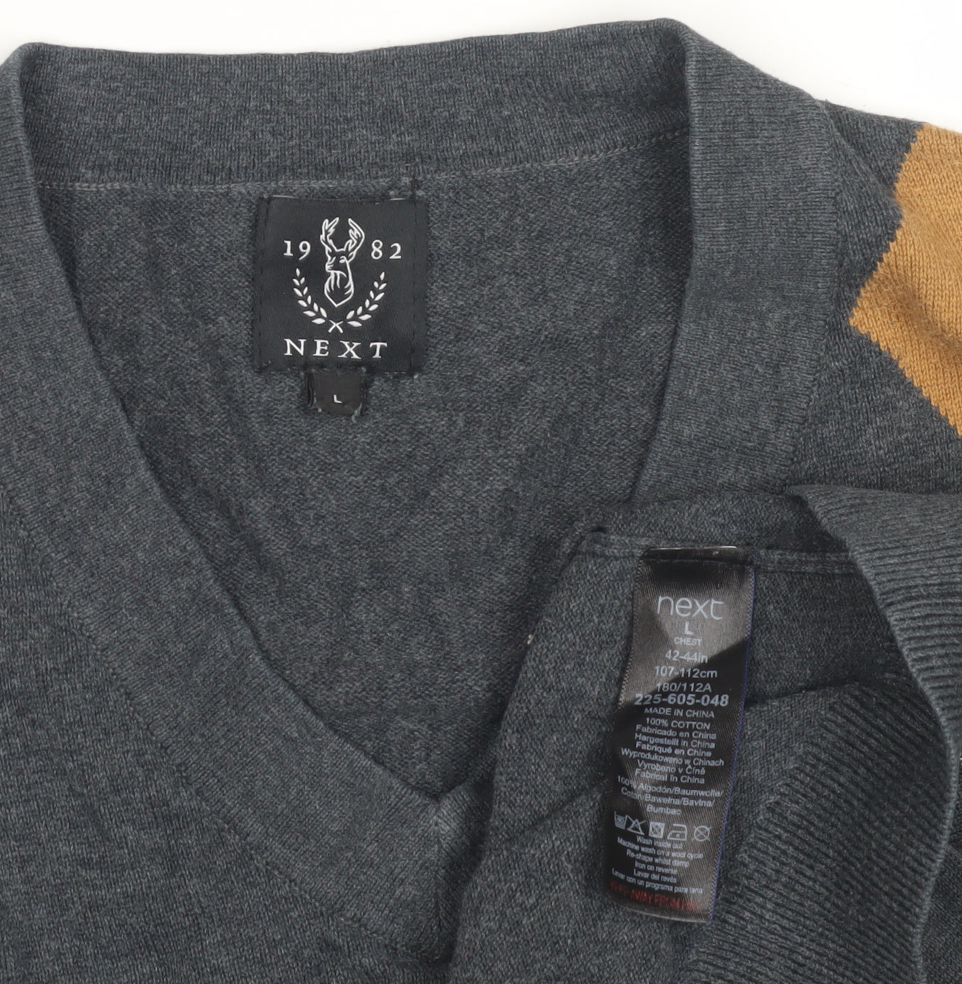 Next Grey Argyle Men's Pullover Jumper, L