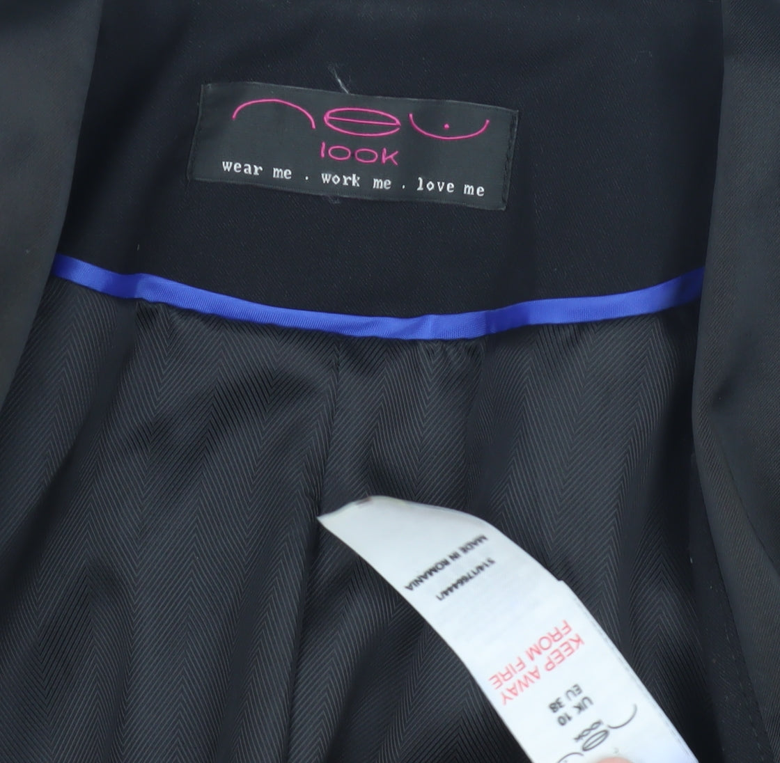 Womens UK Size 10 New Look Black Basic Jacket