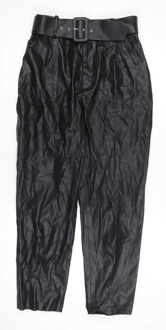 Womens UK Size M Zara Regular Fit Dress Pants Black Trousers