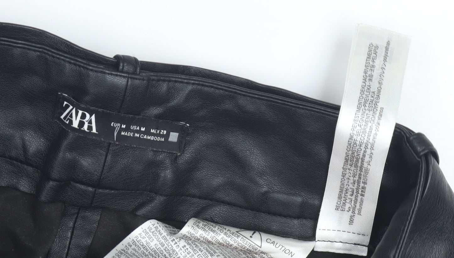 Womens UK Size M Zara Regular Fit Dress Pants Black Trousers
