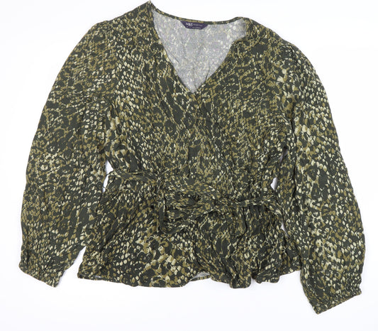 Womens UK Size 16 Marks and Spencer Green Wrap Blouse