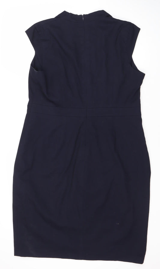 Next Women's Black Sheath Dress Size 16 Short Sleeve V-Neck