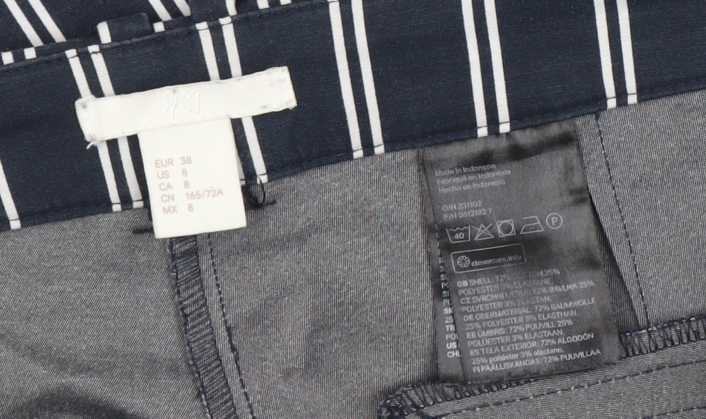 Womens UK Size 10 H&M Regular Fit Cropped Blue Trousers