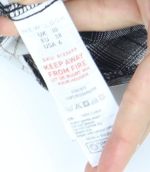 New Look Women's Black Plaid Button-Up Shirt Size 10