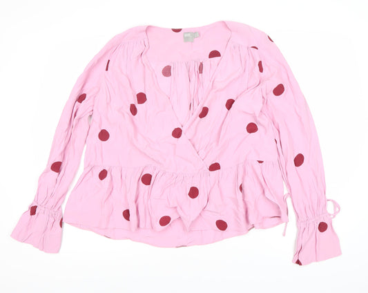 Womens UK Size 14 ASOS Pink Wrap Blouse