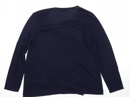 Womens UK Size 14 Roman Navy Wrap Jumper