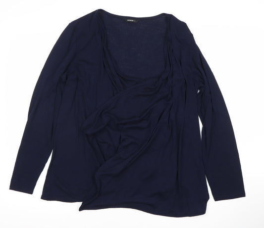 Womens UK Size 14 Roman Navy Wrap Jumper
