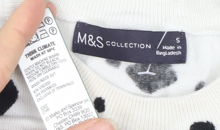 Womens UK Size S Marks and Spencer Black Basic T-Shirt