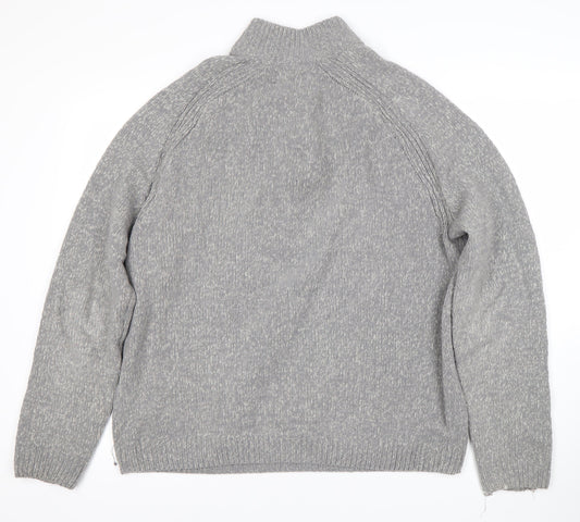 Next Men’s Grey Full Zip Jumper L - Acrylic Wool Blend