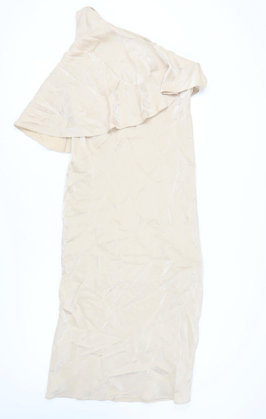 Additional front view of Autograph Women's Beige One Shoulder Dress