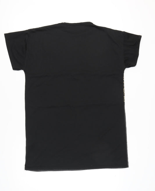 Boohoo Women's Black Beige Animal Print T-Shirt Size 16