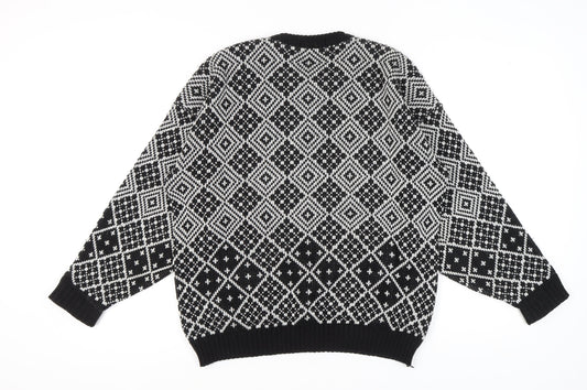 St Michael Men's Black L Geometric Pullover Jumper