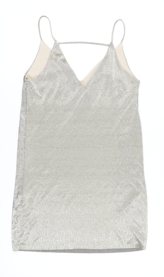 River Island Women's Silver Slip Dress Size 10