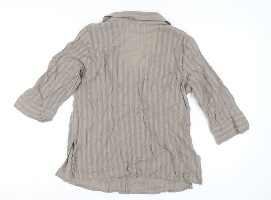 Evans Women's Beige Striped Button-Up Shirt Size 18