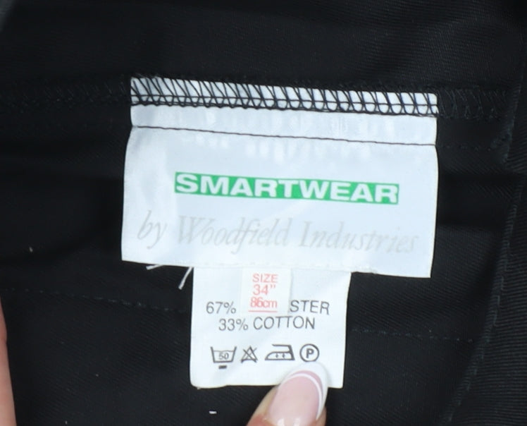 Smartwear Men's Black Cargo Trousers, Size 34, Regular Fit