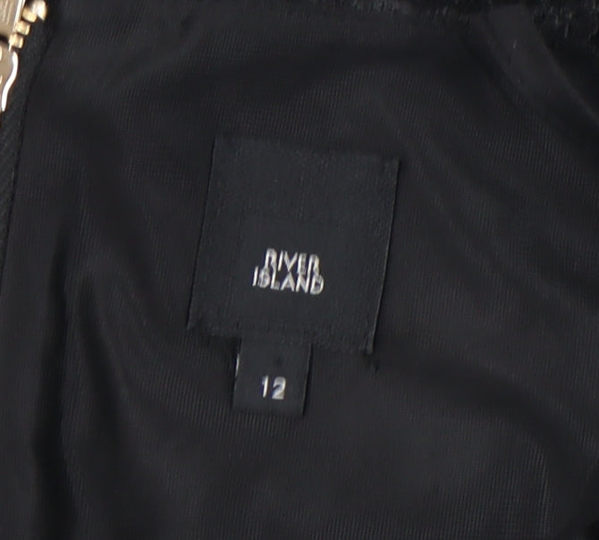 Womens UK Size 12 River Island Black Cropped Blouse