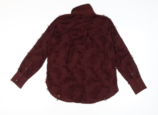 H&M Women's Red Button-Up Shirt, S, Collared, Classic Style