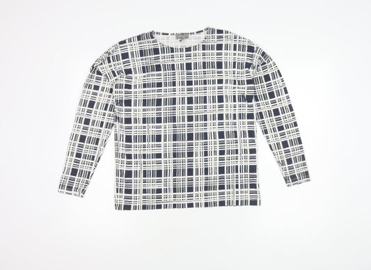 Additional front view of Jaeger Women's XS Blue Geometric Long Sleeve Top