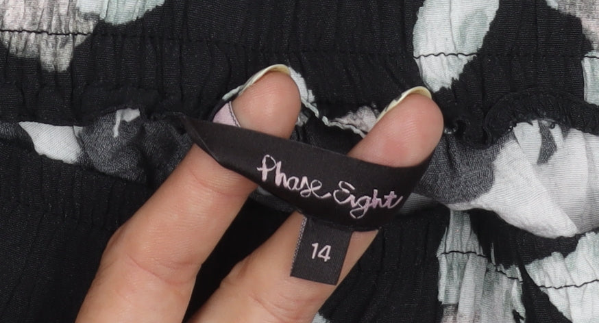 Phase Eight Womens Floral Trousers Black Size 14