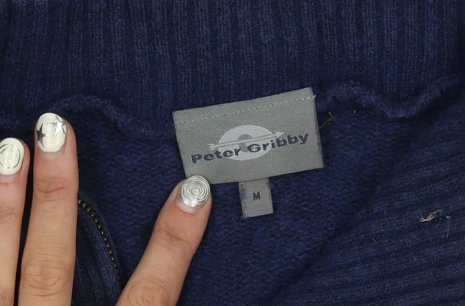 Peter Gribby Men's Blue Wool Cotton Jumper M