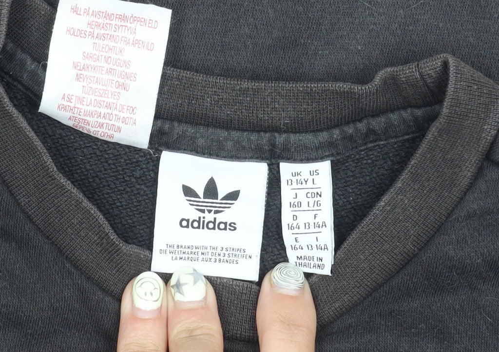 Adidas Boys Black Logo Pullover Sweatshirt 13-14 Years