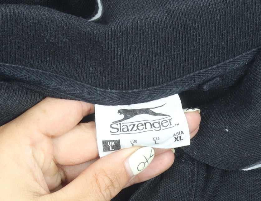 Slazenger Men's Black Polo Shirt L Solid Classic