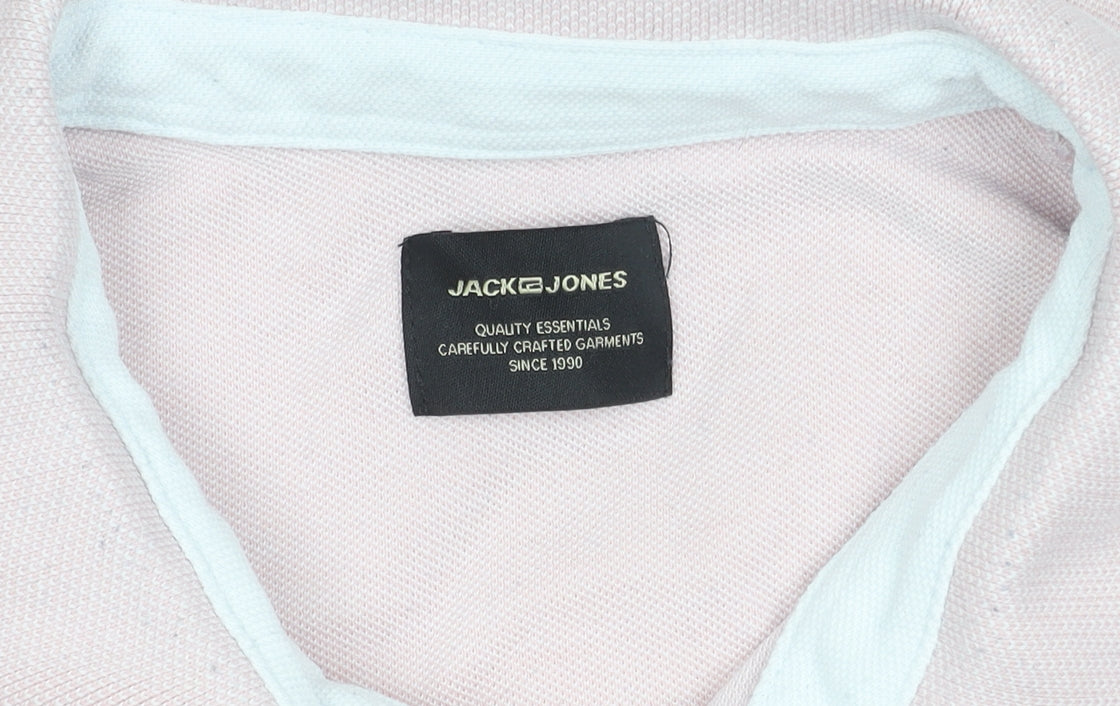 Jack & Jones Men's Pink XL Polo Shirt - Cotton Casual Wear