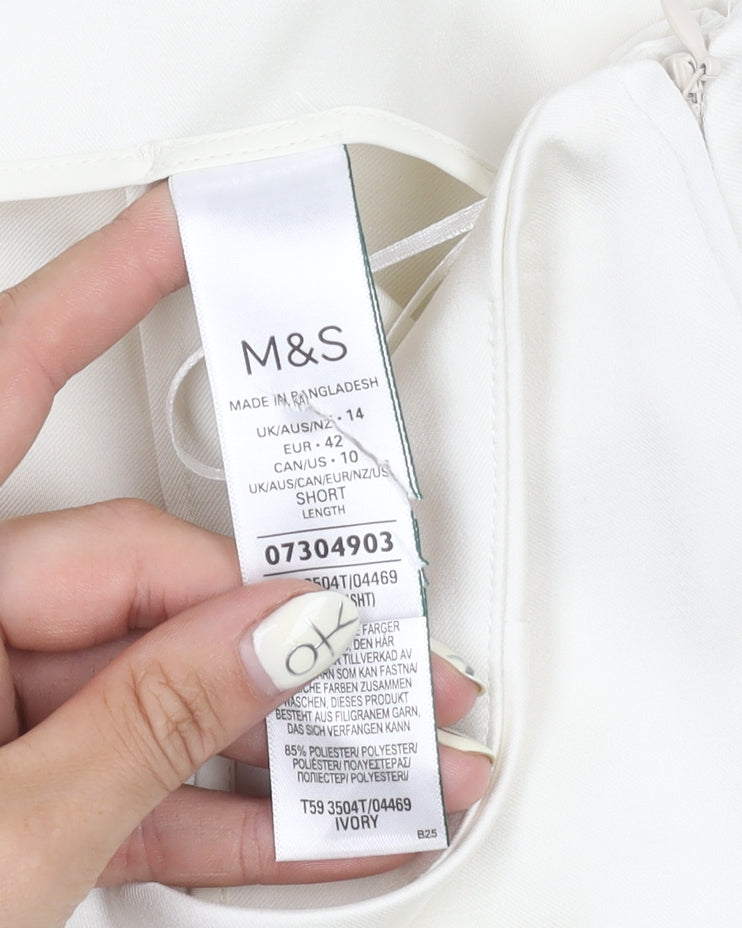 Womens UK Size 14 Marks and Spencer Regular Fit Ivory Trousers